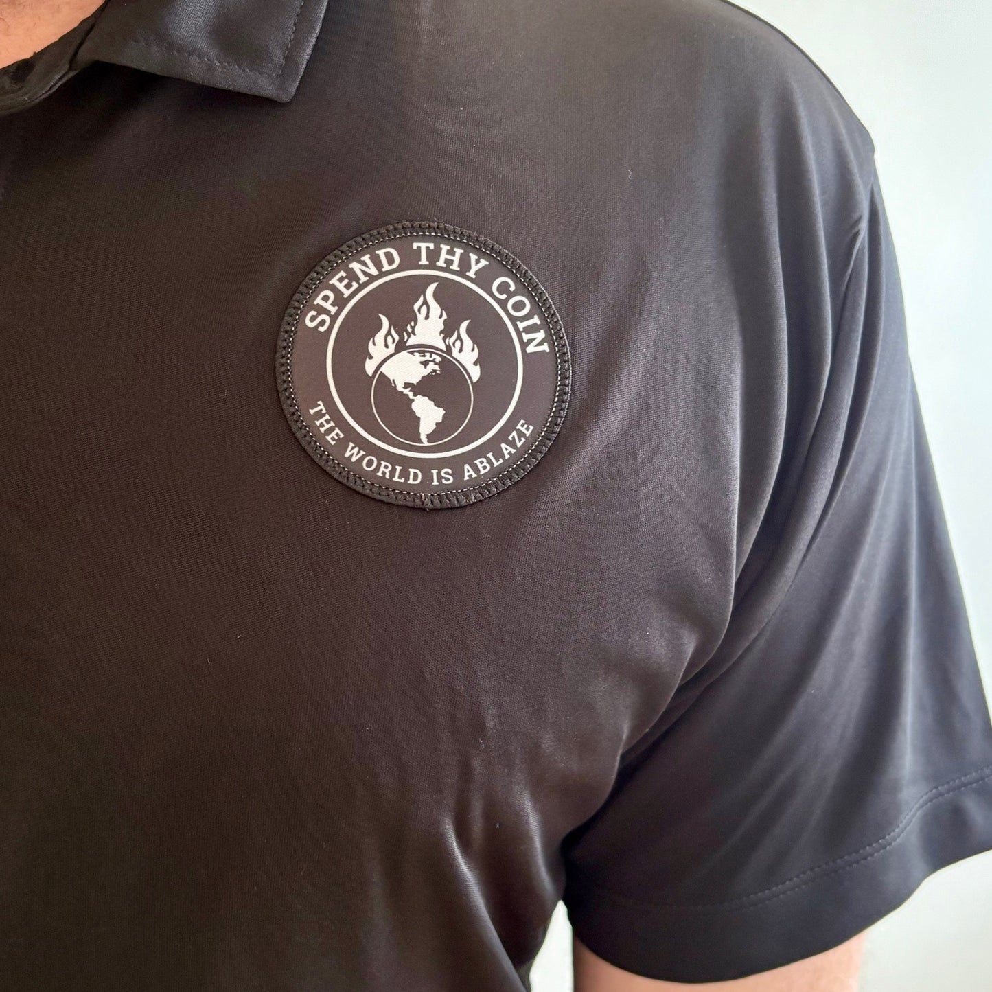 Spend Thy Coin Short Patch Polo (Black)