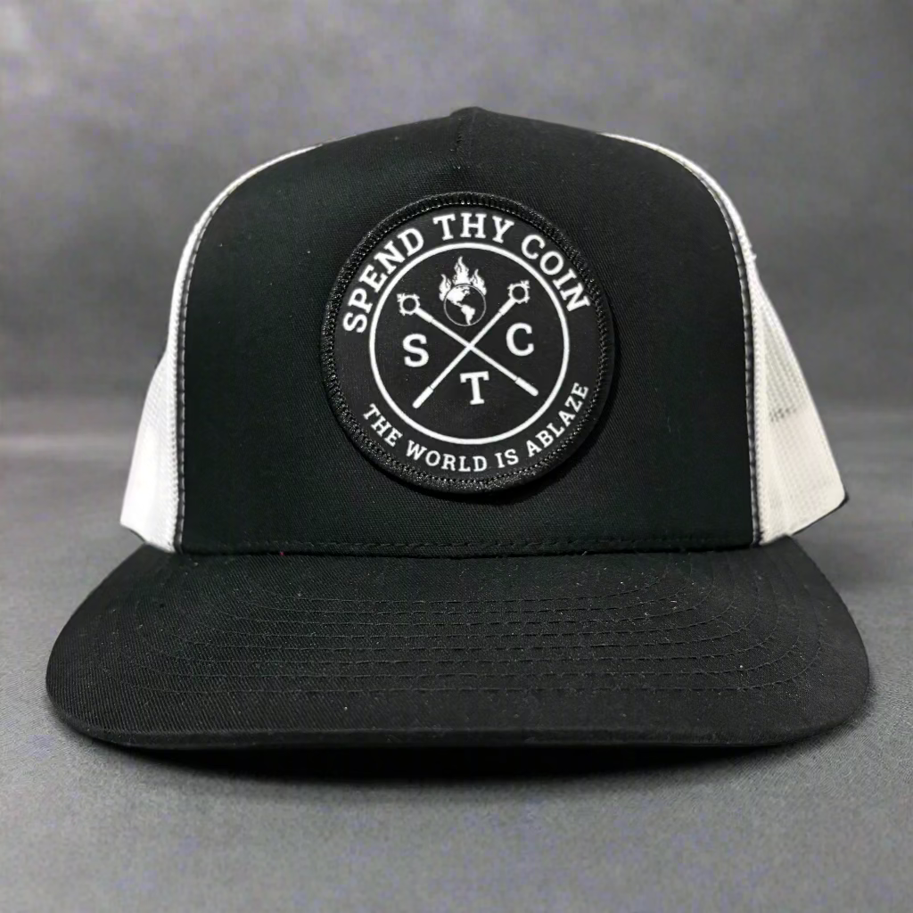 Spend Thy Coin Trucker Cap - Black/White