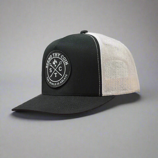 Spend Thy Coin Trucker Cap Black/White